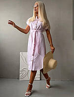 Платье-рубашка женское летнее из хлопка, лёгкое женское платье в полоску