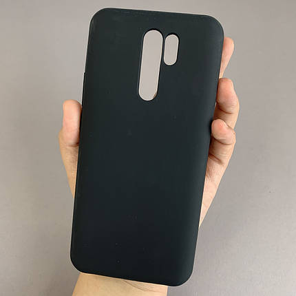 Чохол для Xiaomi Redmi 9 силіконовий кейс чохол з мікрофіброю на телефон сяомі редмі 9 чорний r4e, фото 1
