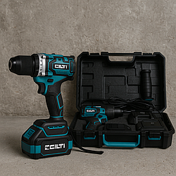 Акумуляторний дриль ударний шуруповерт CILTI 20V, 150 Нм, 2 АКБ 4Ач, кейс, 16 мм