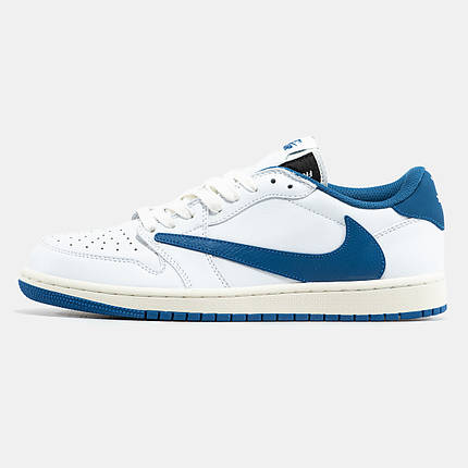 Кросівки Nike Air Jordan 1 Low x Travis Scott x Fragment White Blue — стильний силует та якість, фото 1