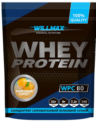 Концентрат сироваткового білка Willmax Whey Protein 80 920 г манговий сорбет, фото 1