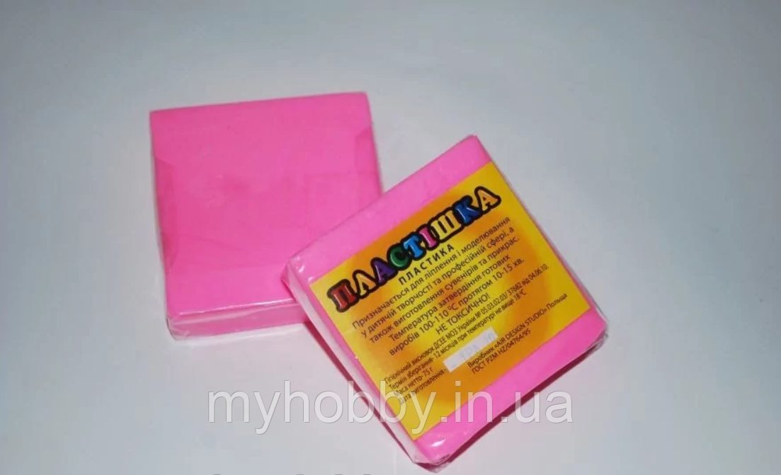 Полімерна глина Пластішка, №0205 світло рожевий флуоресцентний, 75 г, фото 1