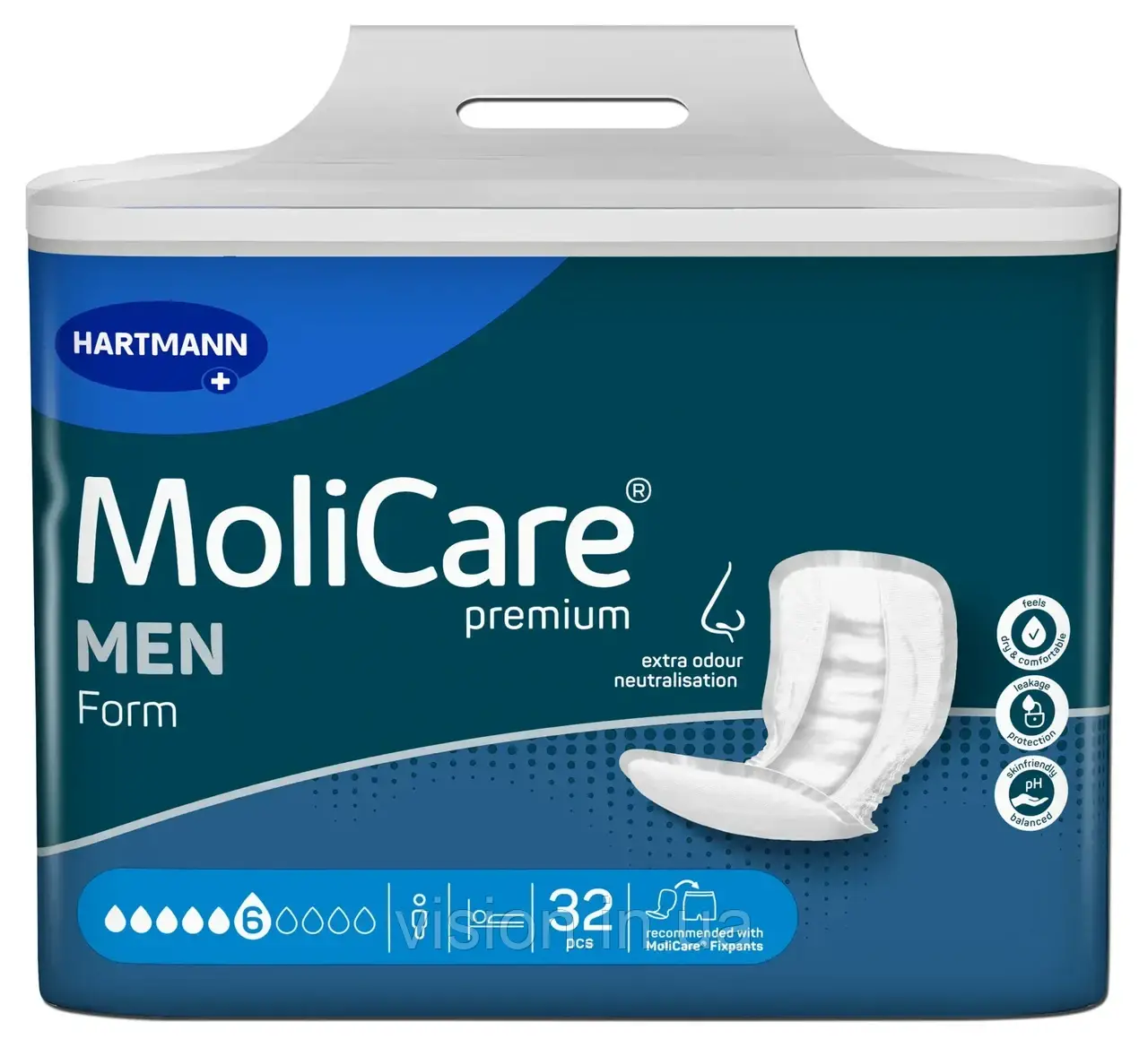 Прокладки анатомической формы при недержании мочи и кала MoliCare Premium Form MEN 6 капель 32шт, фото 1