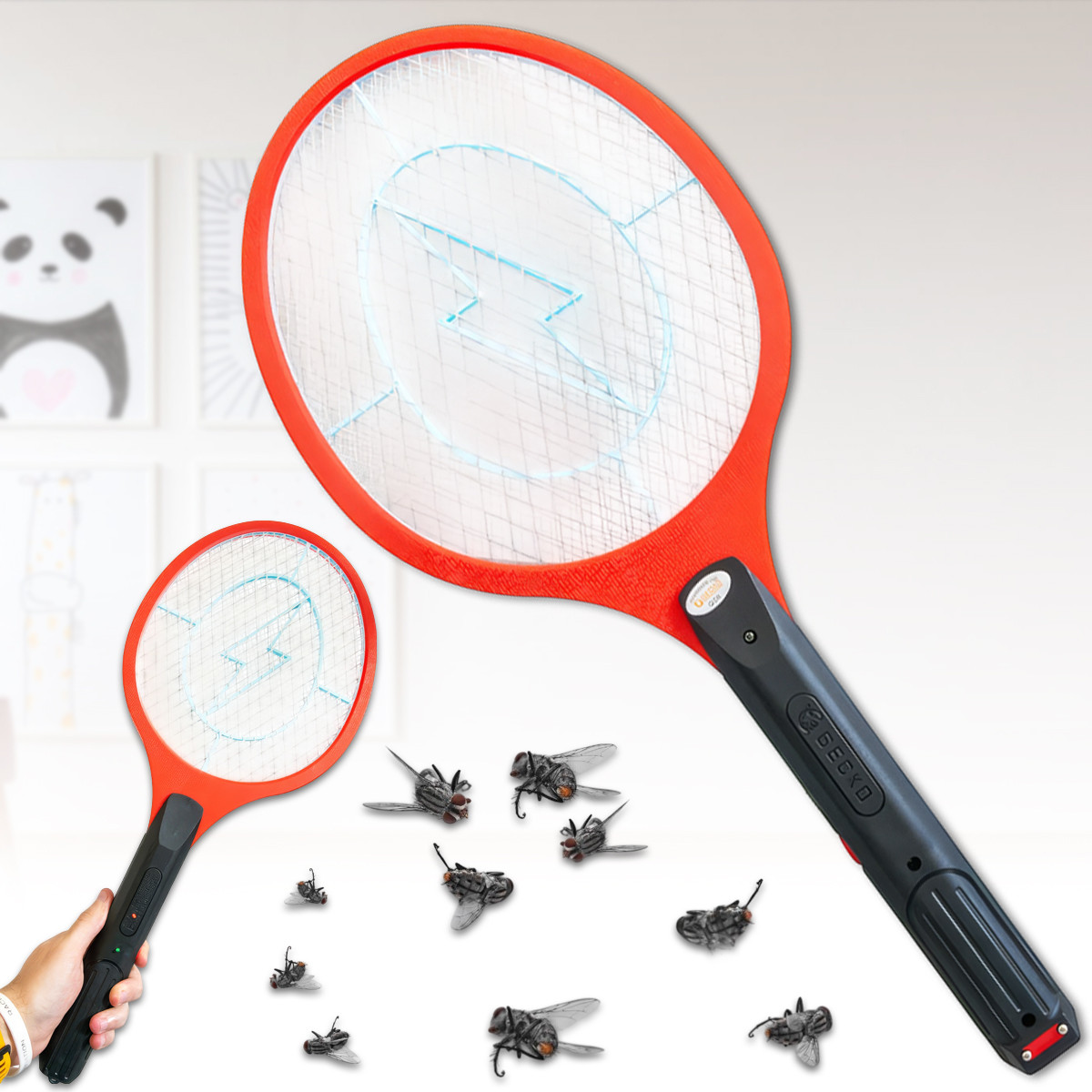 Електрична мухобойка на акумуляторі із зарядкою від мережі GECKO, фото 1