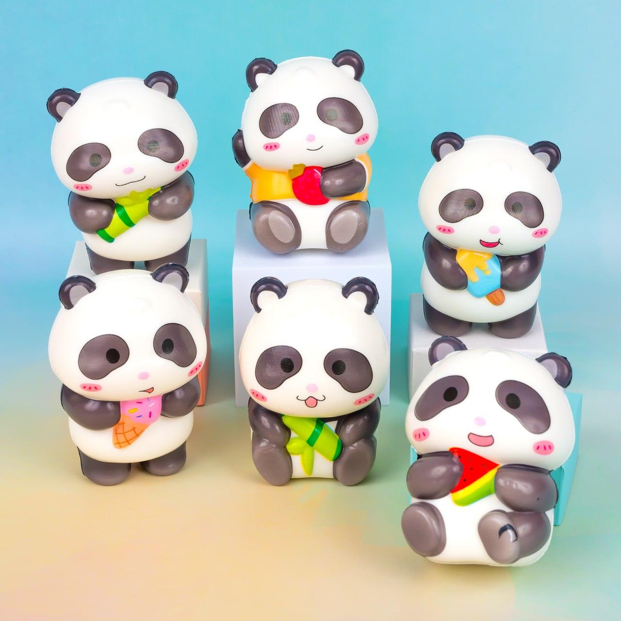 Іграшка антистрес сквіш веселі Панди, 10 см 12 шт упаковка, фото 1