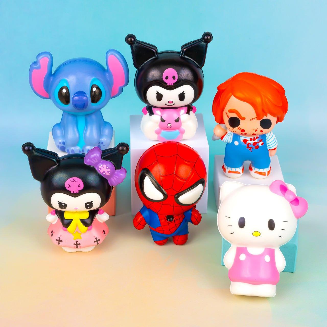 Іграшка антистрес сквіш Мікс персонажів №2, 10 см 12 шт упаковка, фото 1