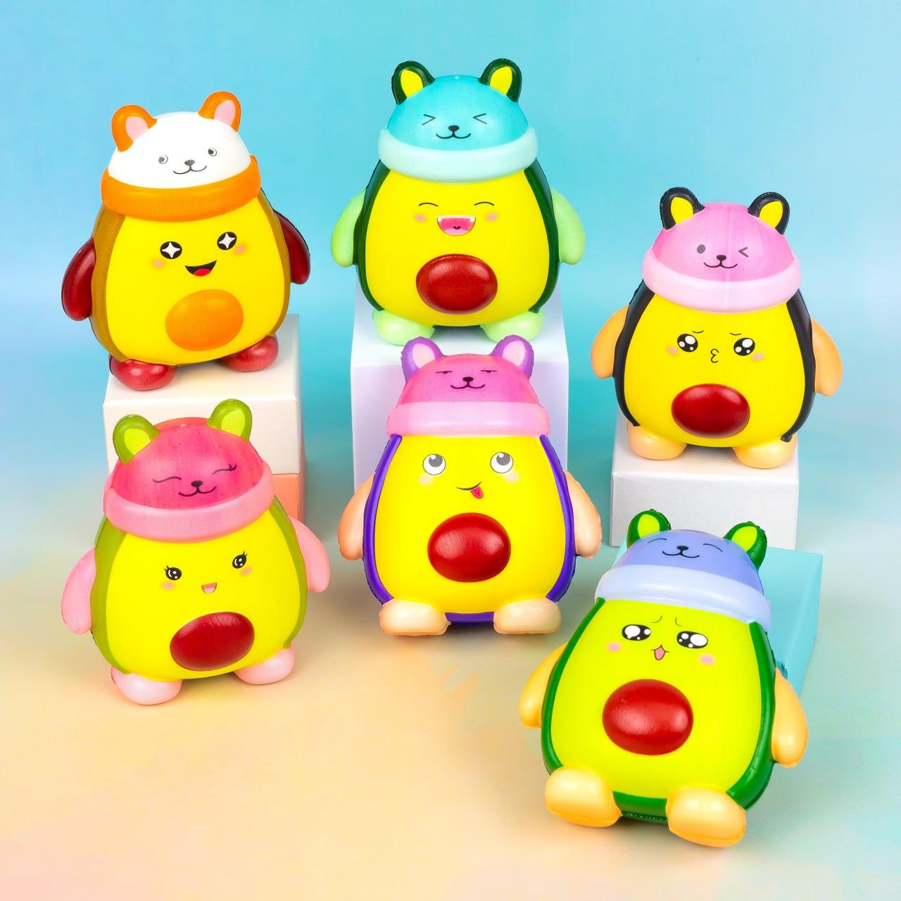 Іграшка антистрес сквіш Авокадо в капелюшках, 10 см 12 шт упаковка, фото 1