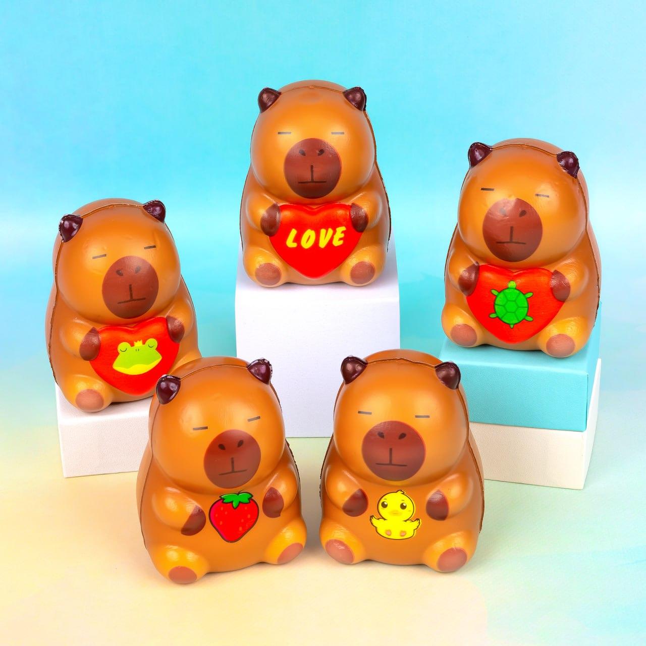 Іграшка антистрес сквіш Капібара, 9 см 12 шт упаковка, фото 1