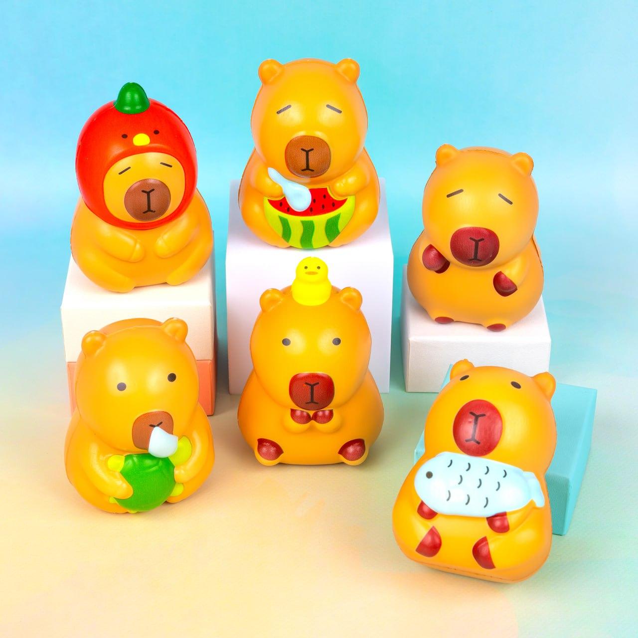 Іграшка антистрес сквіш Капібара №2, 9 см 12 шт упаковка, фото 1