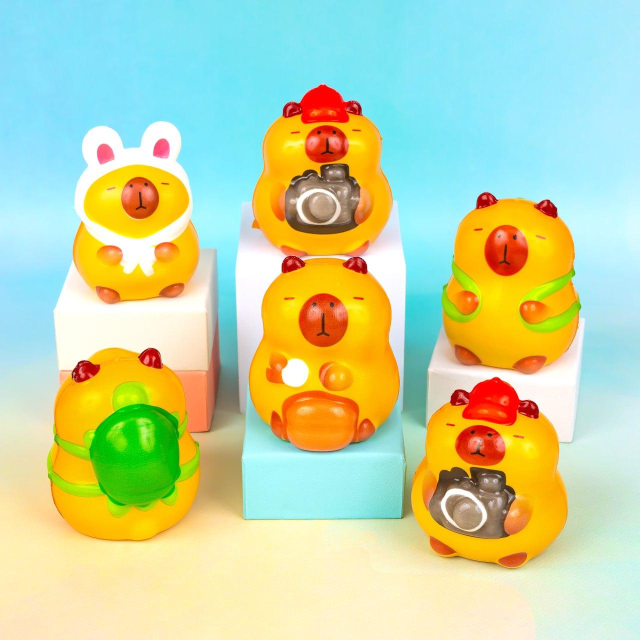 Іграшка антистрес сквіш Капібара №3, 8 см 12 шт упаковка, фото 1