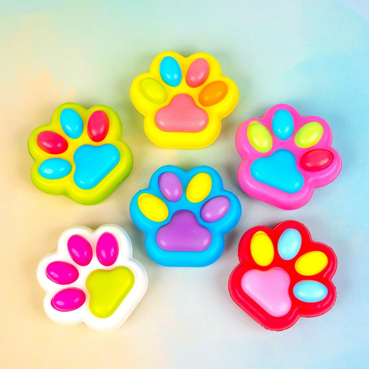 Іграшка антистрес сквіш Лапки райдужні, 8 см 12 шт упаковка, фото 1