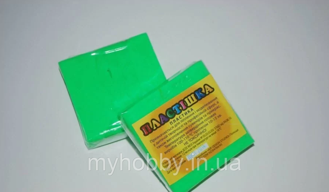 Полімерна глина Пластішка, №0209 зелений флуоресцентний ,75г, фото 1