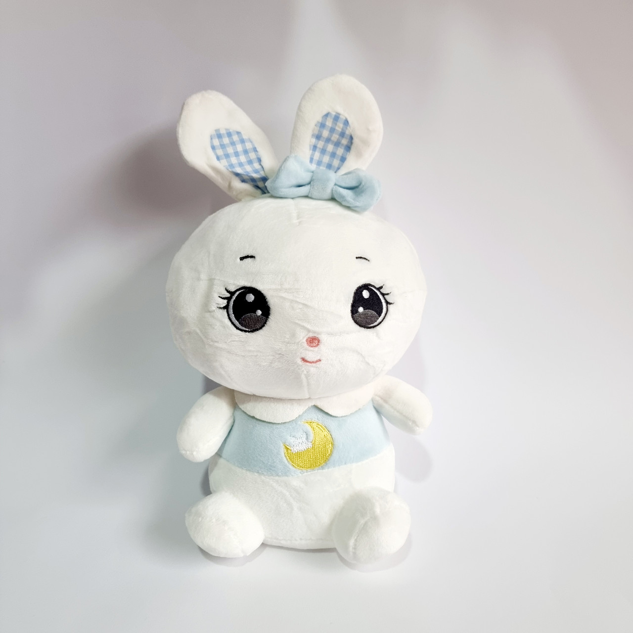 М'яка іграшка Зайчик з великими очима з блакитним бантиком, 30 см, фото 1