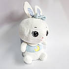 М'яка іграшка Зайчик з великими очима з блакитним бантиком, 30 см, фото 2