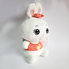 М'яка іграшка Зайчик з великими очима з кораловим бантиком, 30 см, фото 2