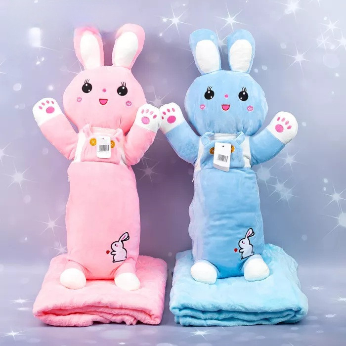 М'яка іграшка Подушка з Пледом Зайчик, 60 см, фото 1