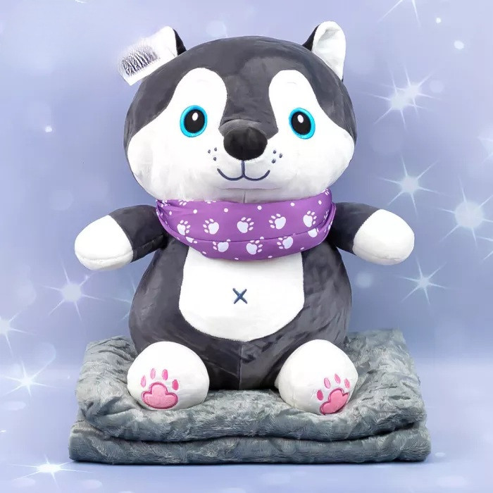 М'яка іграшка з пледом Хаскі, 40 см, фото 1