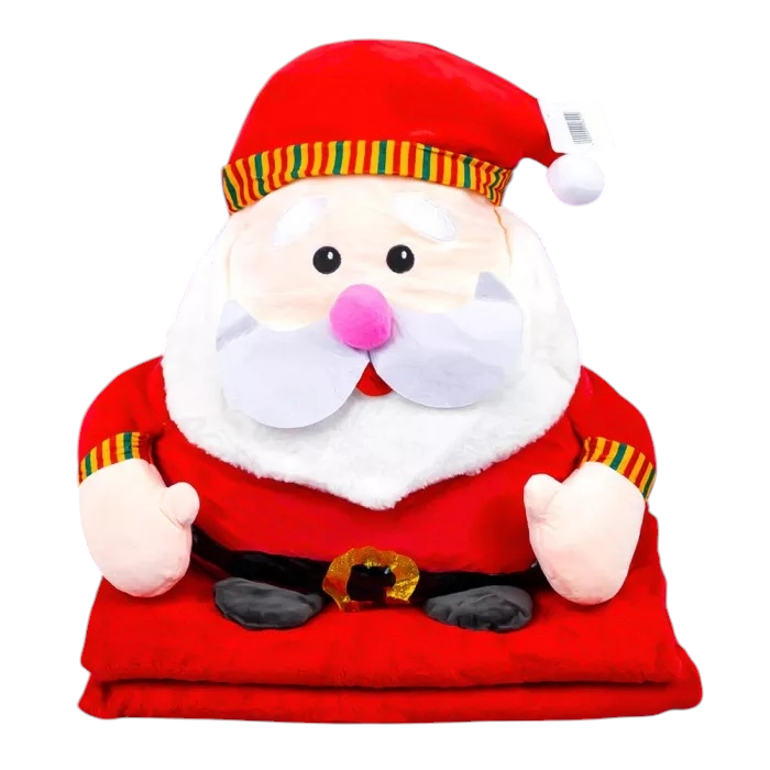 М'яка іграшка подушка з пледом Санта, 40 см, фото 1