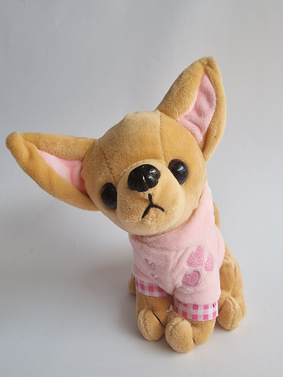 М'яка іграшка собачка Чихуахуа у рожевій кофті, 18 см, фото 1
