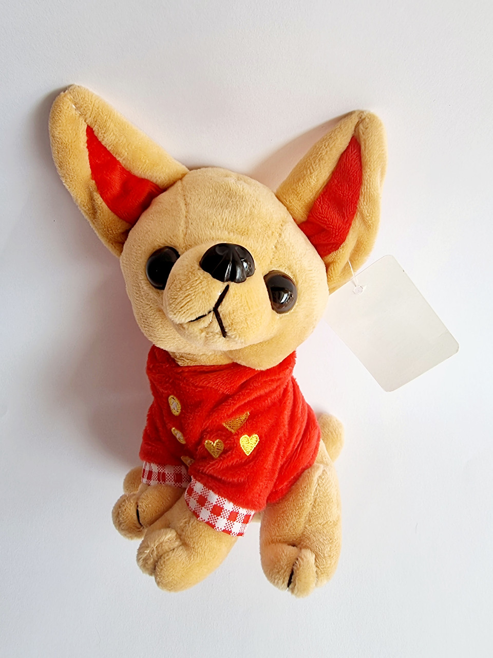 М'яка іграшка собачка Чихуахуа у червоній кофті, 18 см, фото 1