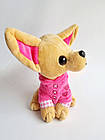 М'яка іграшка собачка Чихуахуа у малиновій кофті, 18 см, фото 3