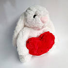 М'яка іграшка Заєць із серцем білий, 22 см, фото 2