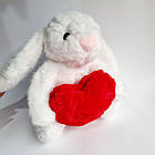 М'яка іграшка Заєць із серцем білий, 22 см, фото 3