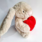 М'яка іграшка Заєць із серцем бежевий, 22 см, фото 2