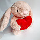 М'яка іграшка Заєць із серцем пудровий, 22 см, фото 2