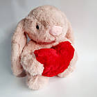 М'яка іграшка Заєць із серцем пудровий, 22 см, фото 3