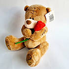 М'яка іграшка Ведмедик Тедді коричневий з трояндоюі, 20 см, фото 2