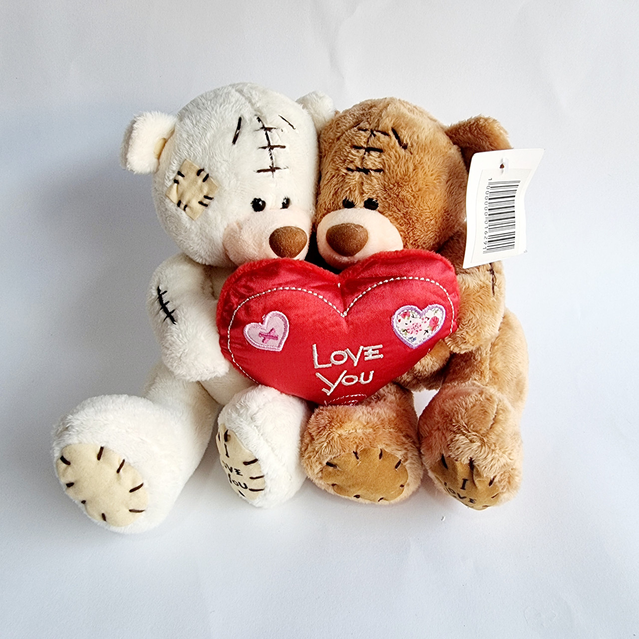 М'яка іграшка пара Ведмедиків Тедді коричневий і білий, 16 см, фото 1