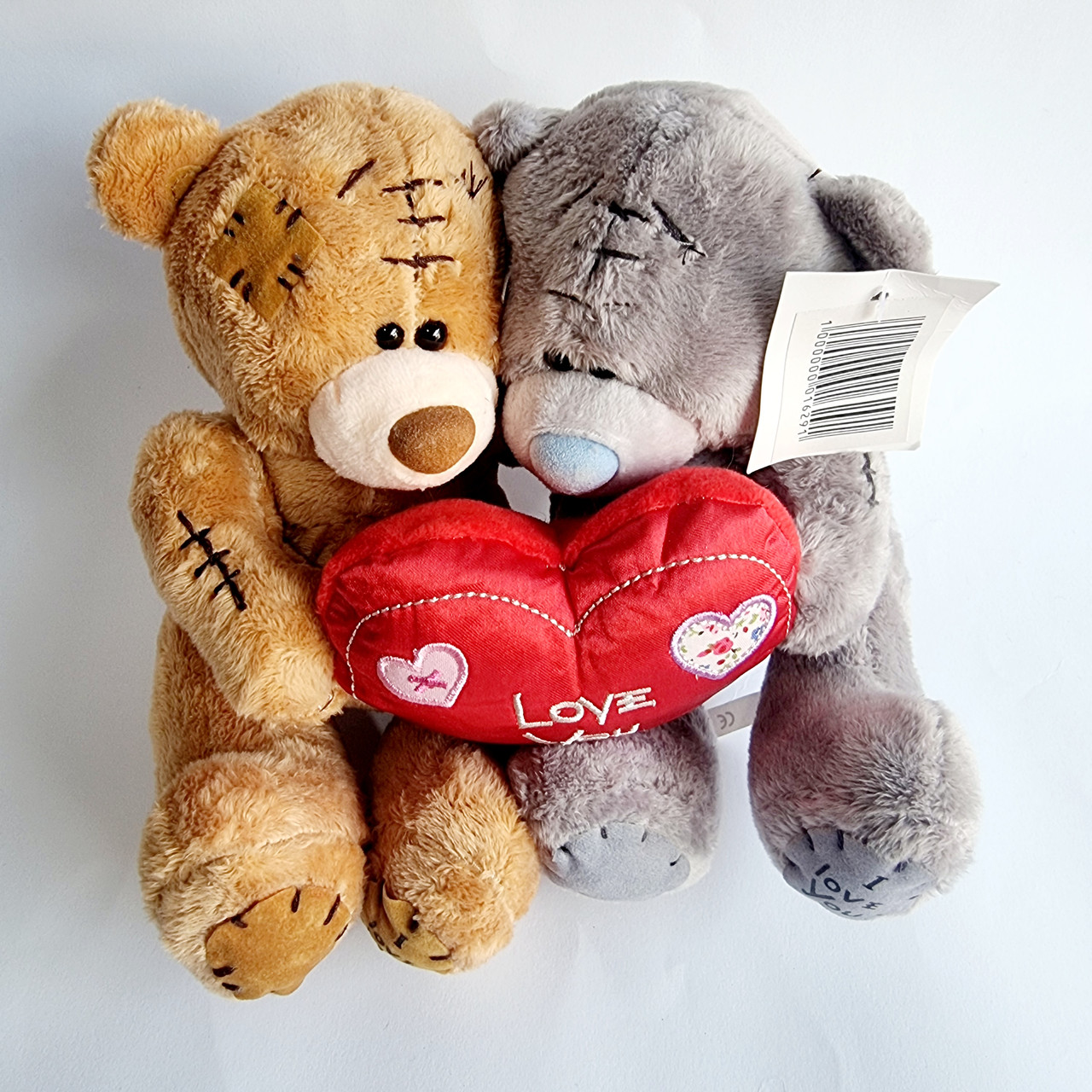 М'яка іграшка пара Ведмедиків Тедді коричневий і сірий, 16 см, фото 1