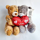 М'яка іграшка пара Ведмедиків Тедді коричневий і сірий, 16 см, фото 2