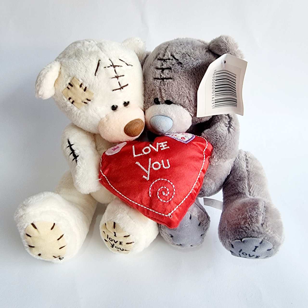 М'яка іграшка пара Ведмедиків Тедді білий і сірий, 16 см, фото 1