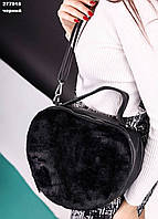 Жіноча сумка, екошкіра, екохутро, колір чорний.
