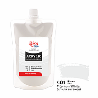 Фарба акрилова, Білила титанові, 200 мл, ROSA Studio 401