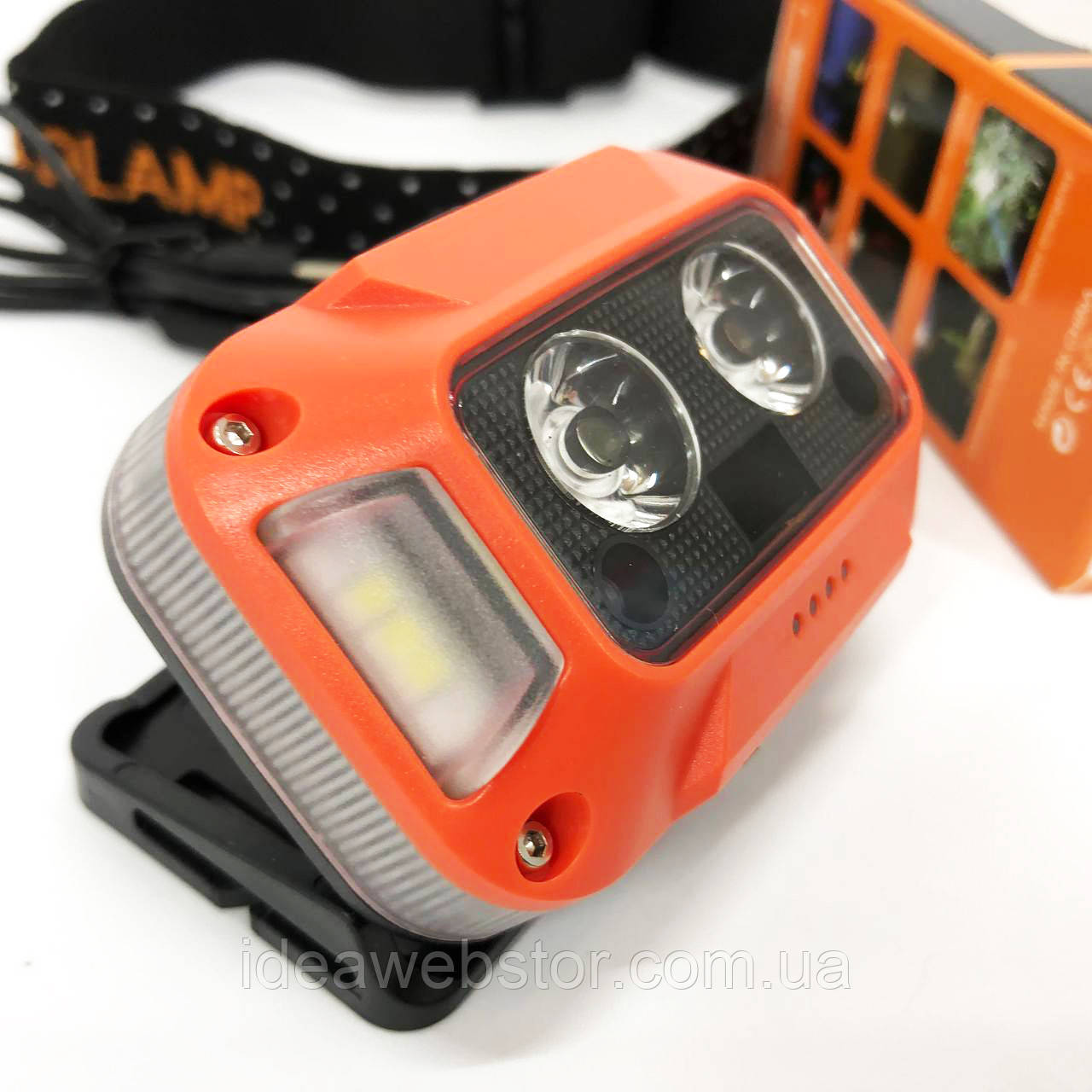 Водонепроникний ліхтарик WH-0218-XPG(white+yellow)+SMD(red), Ліхтарик на голову UJ-807 на батарейках