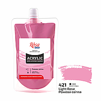 Фарба акрилова, Рожева світла, 200 мл, ROSA Studio 421