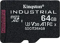 Карта памяти Kingston Industrial microSDHC 64GB Class 10 A1 pSLC + SD-адаптер (SDCIT264GB)