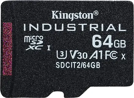 Карта памяти Kingston Industrial microSDHC 64GB Class 10 A1 pSLC + SD-адаптер (SDCIT264GB)