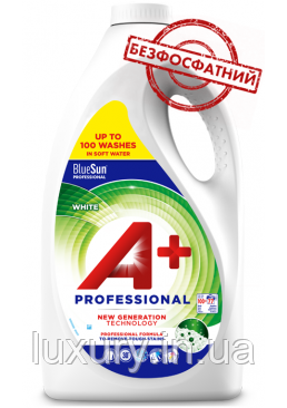 Гель для прання A+ Professional White для білої білизни, 5.005 л (100 прань), фото 1