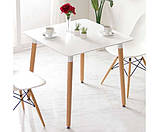 Стіл GSDM Нурі квадратний дерев'яний білий 80х80, фото 3