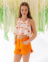 Комплект на літо для дівчинки підлітка топ та джинсові шорти To Be Too 152-158см (12-15Y+)