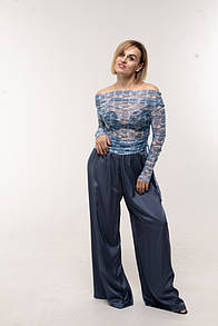 Лонгслів блакитний з принтом MKKS230134-2