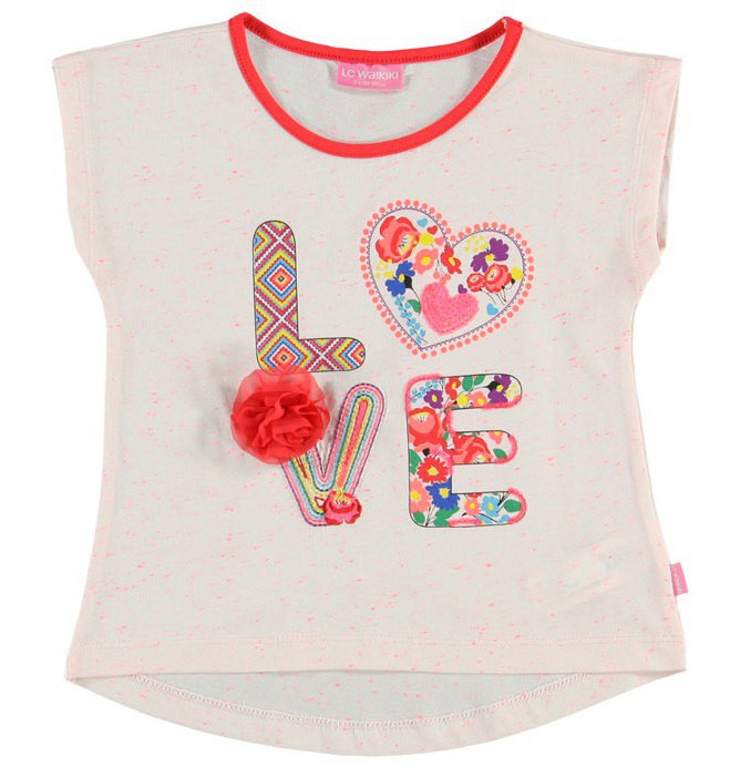 Футболка для дівчинки LC Waikiki білого кольору з написом Love