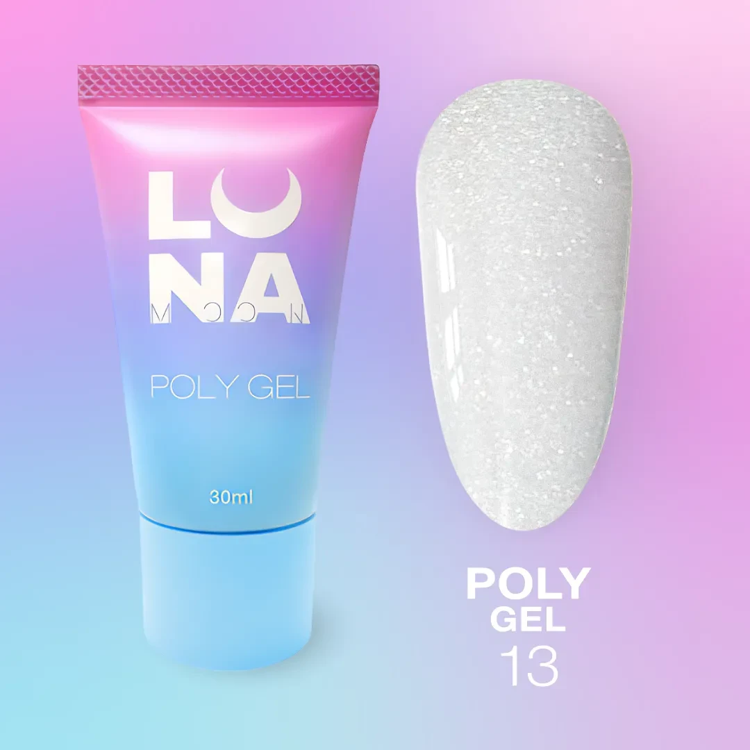 Luna Poly Gel No13 — Полігель для нарощування, Молочний із шимером, фото 1