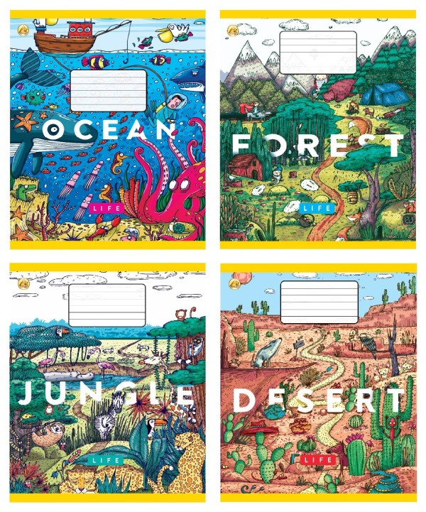 Зошит 12 аркушів, КОСА лінія "Тетрада" / Намальована