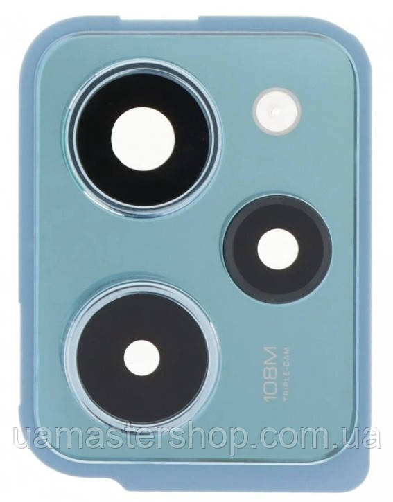 Скло камери Xiaomi Poco X5 Pro з рамкою синього кольору Horizon Blue, фото 1