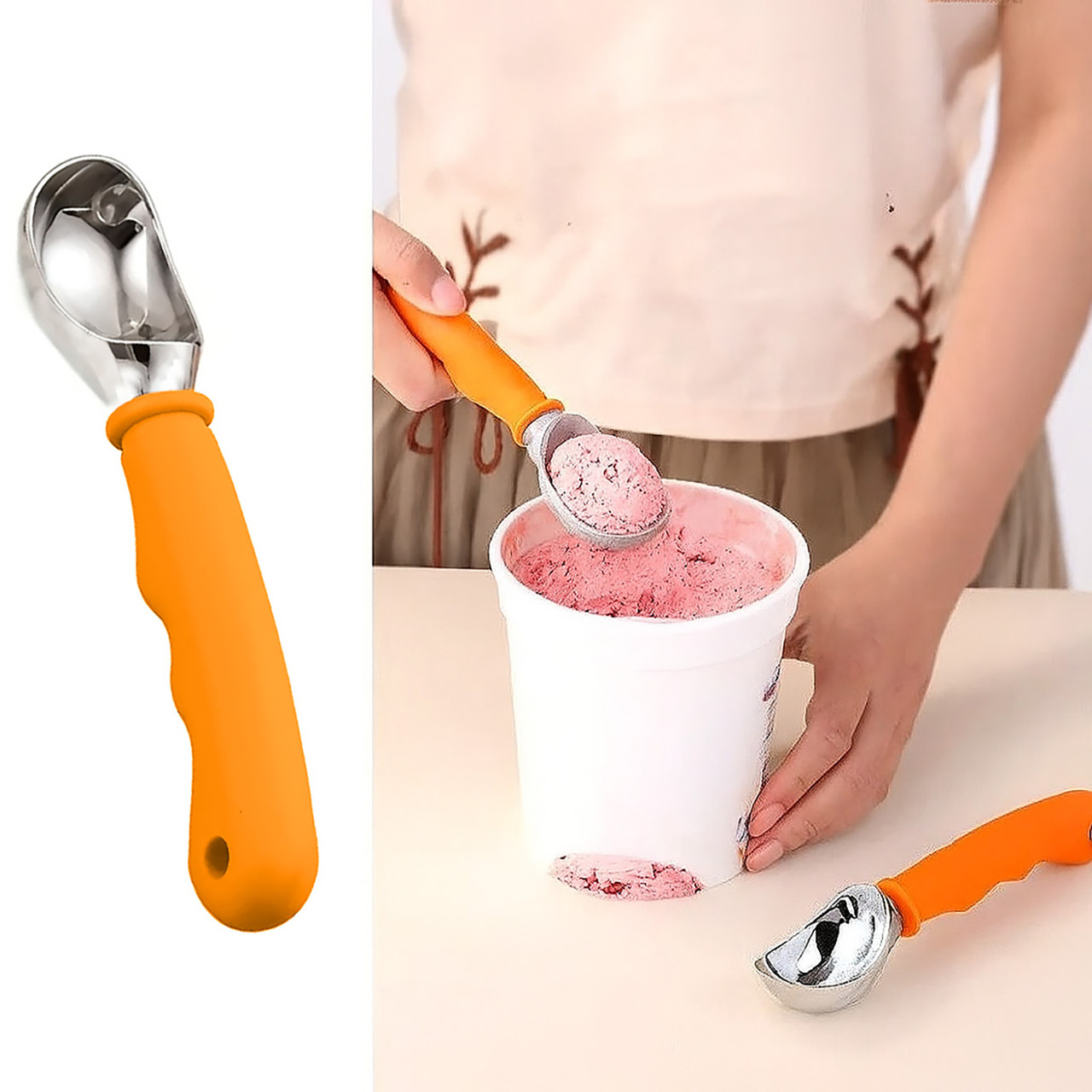 Ложка із силіконовою ручкою для морозива, бісквітного тіста, замороженого йогурту 18 см